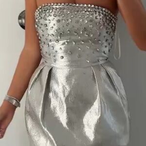 Silver Studded Mini Dress